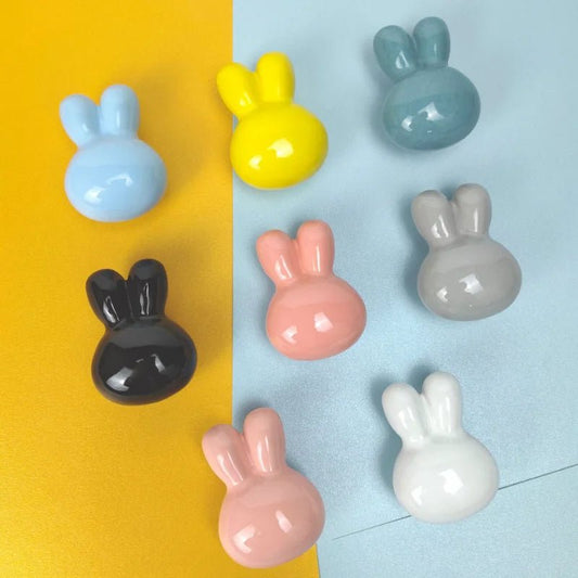 Rabbit Ceramic Door Knobs for Children's Cabinet Drawer Closet Cupboard Wardrobe - itzy bitsy