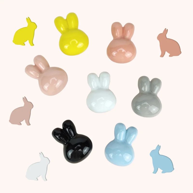Rabbit Ceramic Door Knobs for Children's Cabinet Drawer Closet Cupboard Wardrobe - itzy bitsy
