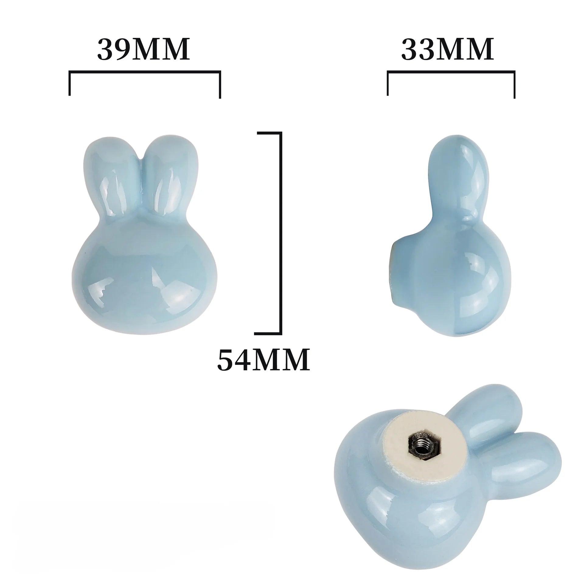 Rabbit Ceramic Door Knobs for Children's Cabinet Drawer Closet Cupboard Wardrobe - itzy bitsy