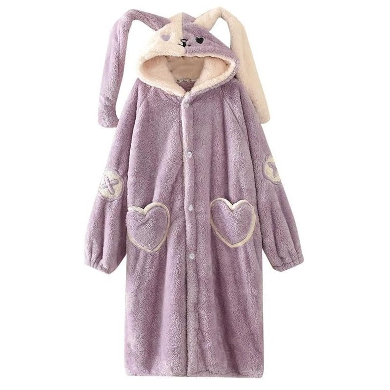 Rabbit Hooded Coral Fleece Robe - itzy bitsy