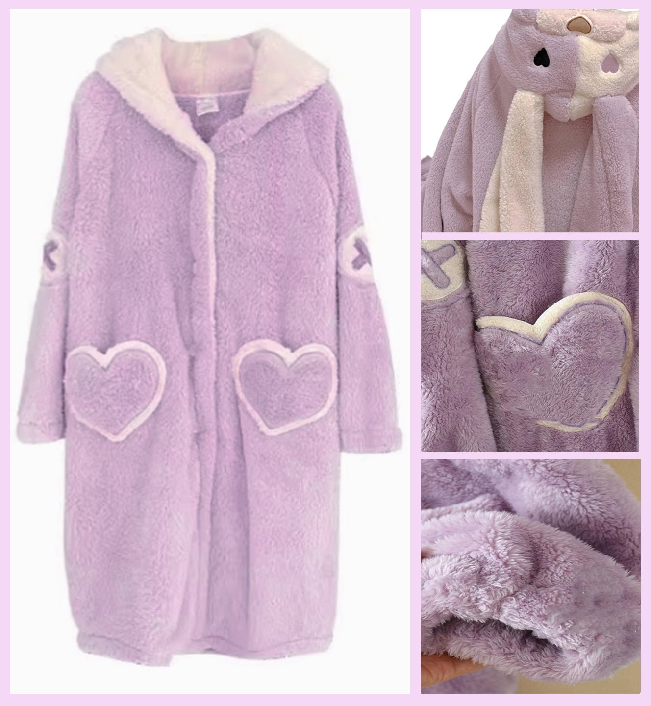Rabbit Hooded Coral Fleece Robe - itzy bitsy