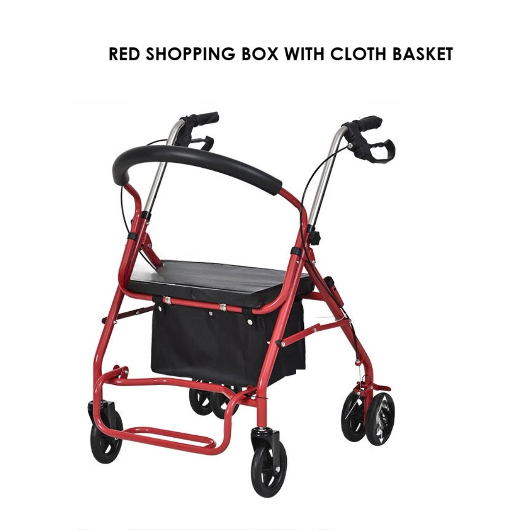 Reinforced four-wheel seat Mobility Walker/Shopping Cart