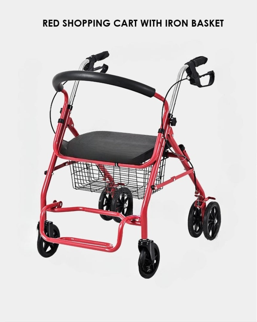 Reinforced four-wheel seat Mobility Walker/Shopping Cart