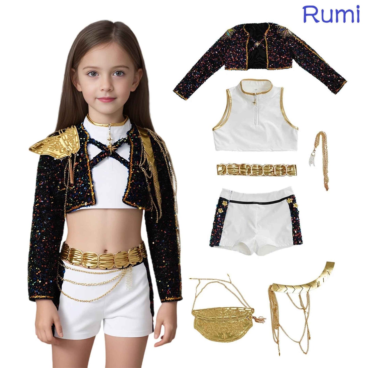 Girls K-Pop Demon Hunters Rumi Mira Zoey Cosplay Costume Set (Copy)