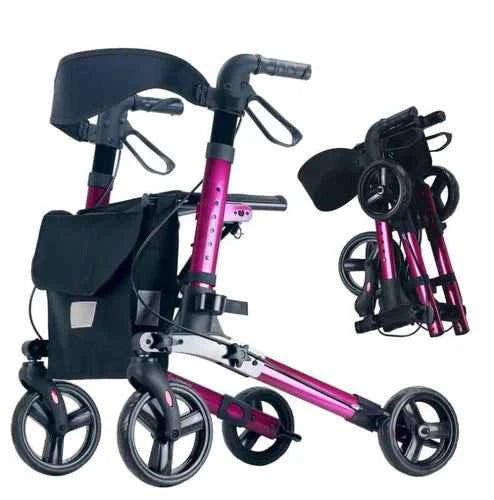 Mobility Rollator Walking Frame Foldable With Seat Bag Aluminium Lightweight
