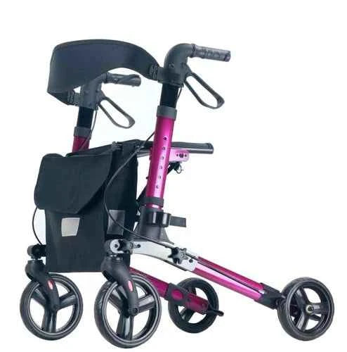 Mobility Rollator Walking Frame Foldable With Seat Bag Aluminium Lightweight
