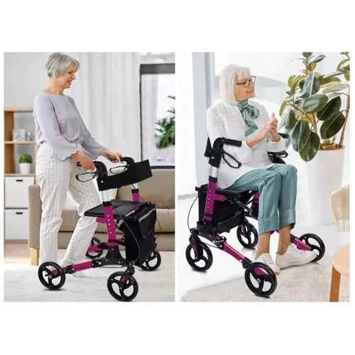 Rollator Walkers Foldable Walking Frame Seniors Rollator Mobility Walker Purple