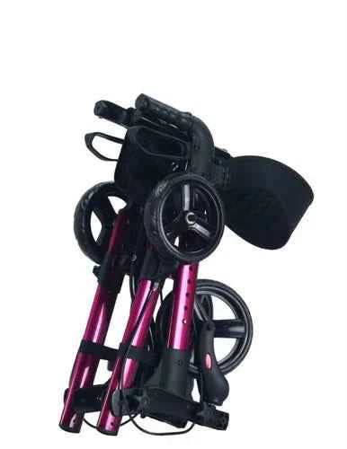 Mobility Rollator Walking Frame Foldable With Seat Bag Aluminium Lightweight