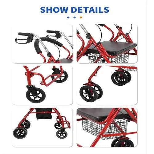 Walking Frame Lightweight Compact Foldable Rollator Mobility Walker Euro Style