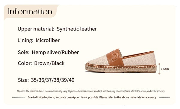 CHCH Women's Leather Espadrilles Canvas Shoes