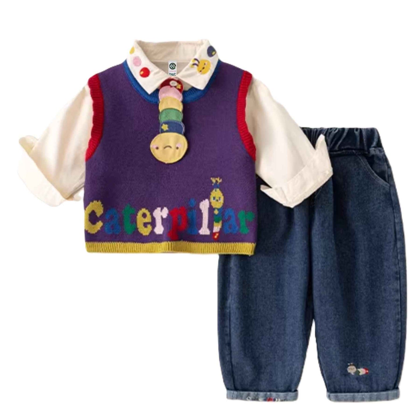 Boy's Multicolor Knit Caterpillar 3Pcs Set
