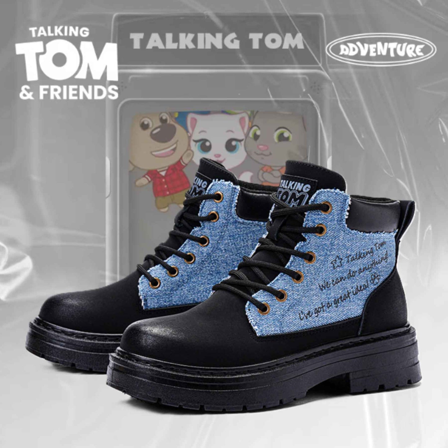 TALKING TOM | High-Top Script Rugged Boots - Black