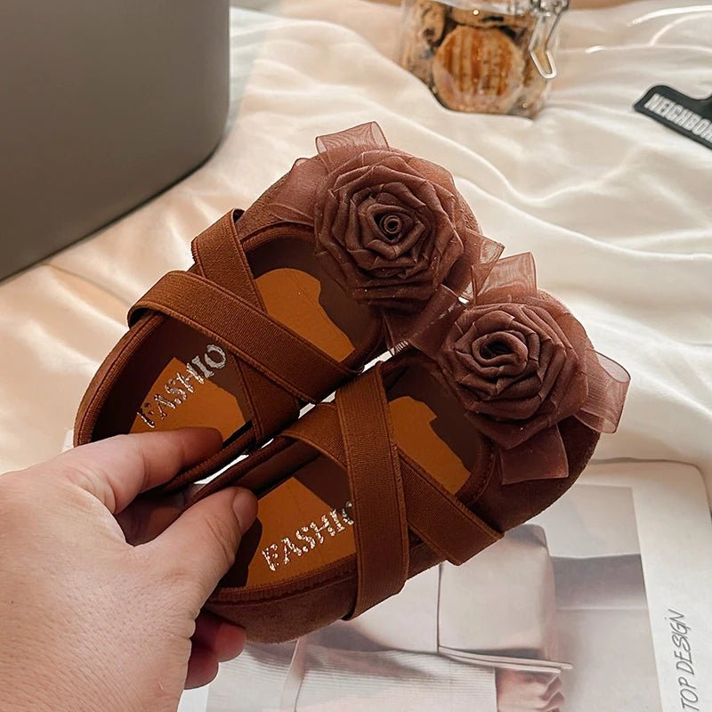 Slip - on Kids Moccasins with Sweet Flowers Flats Soft Sole Princess Shoes - itzy bitsy