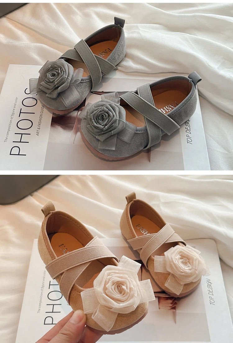 Slip - on Kids Moccasins with Sweet Flowers Flats Soft Sole Princess Shoes - itzy bitsy