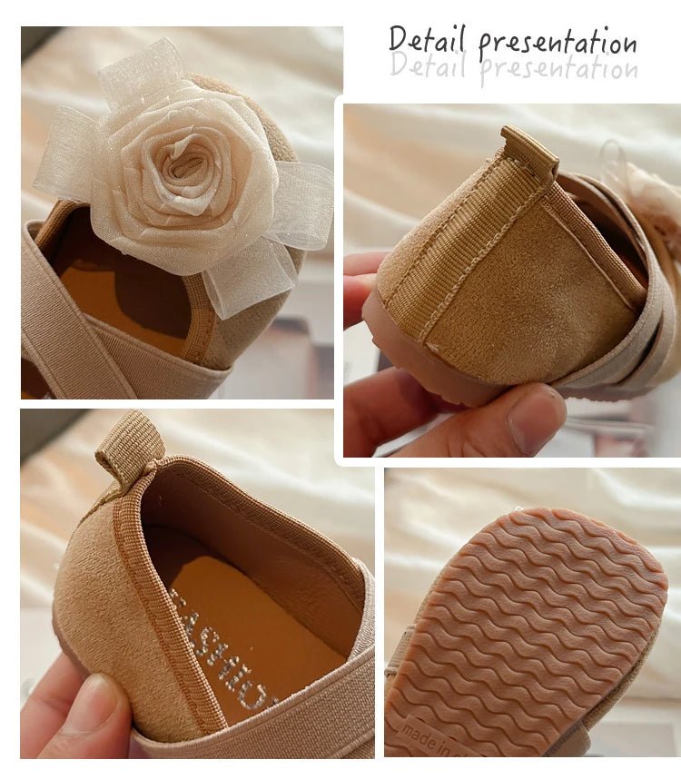 Slip - on Kids Moccasins with Sweet Flowers Flats Soft Sole Princess Shoes - itzy bitsy