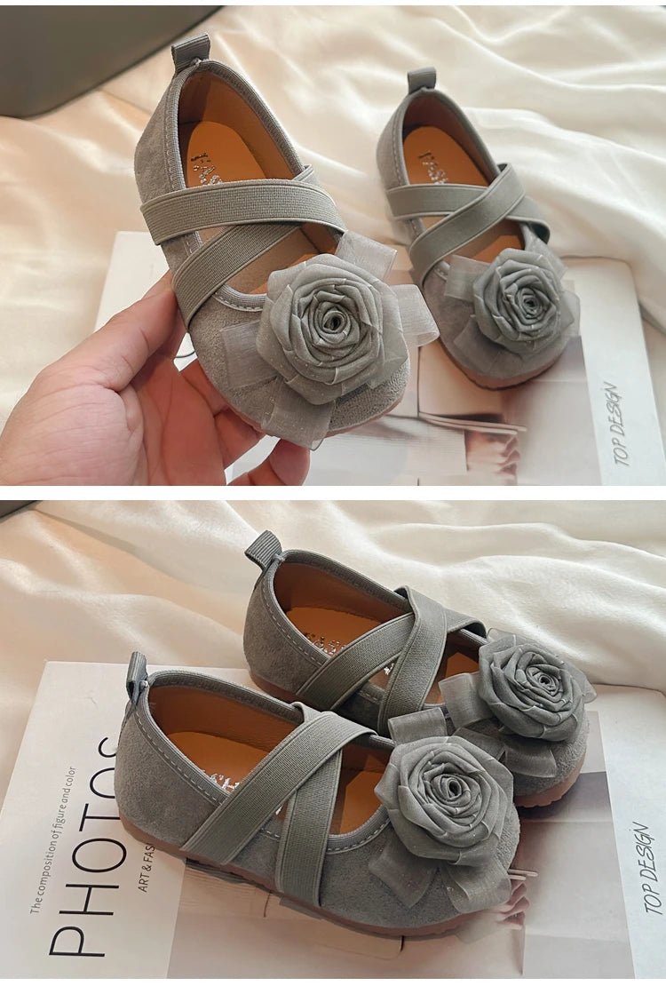 Slip - on Kids Moccasins with Sweet Flowers Flats Soft Sole Princess Shoes - itzy bitsy