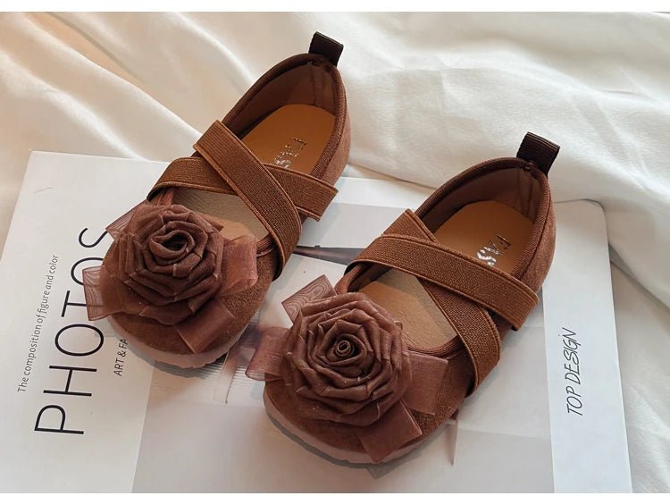 Slip - on Kids Moccasins with Sweet Flowers Flats Soft Sole Princess Shoes - itzy bitsy