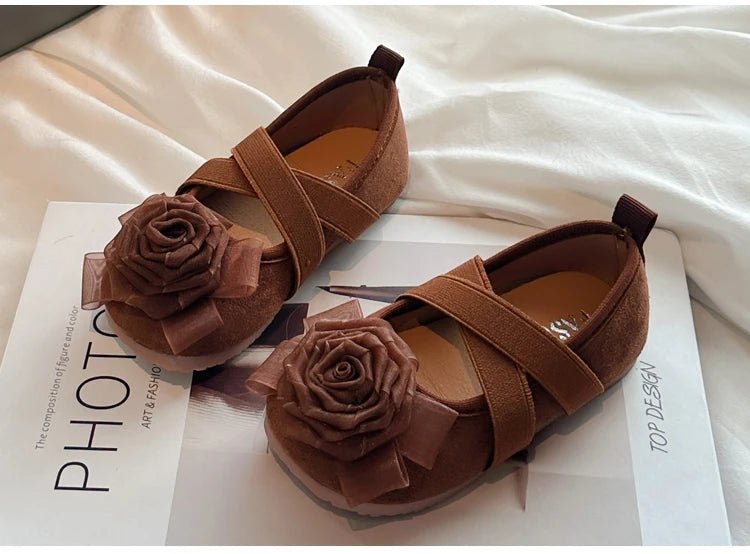 Slip - on Kids Moccasins with Sweet Flowers Flats Soft Sole Princess Shoes - itzy bitsy