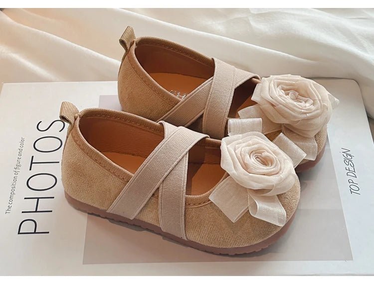 Slip - on Kids Moccasins with Sweet Flowers Flats Soft Sole Princess Shoes - itzy bitsy