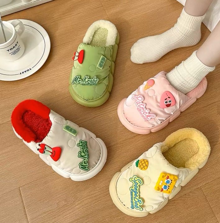 SpongeBob Patrick Mr. Krab Fleece Slippers - itzy bitsy