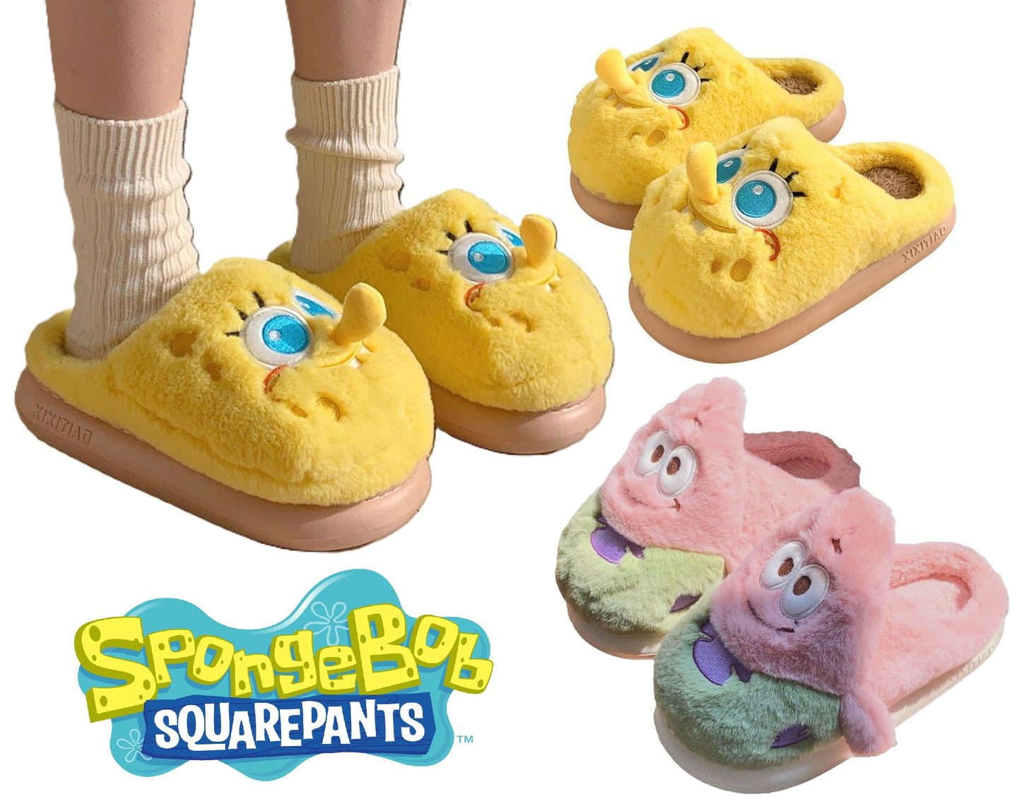SpongeBob, Patrick Plush Slippers - itzy bitsy