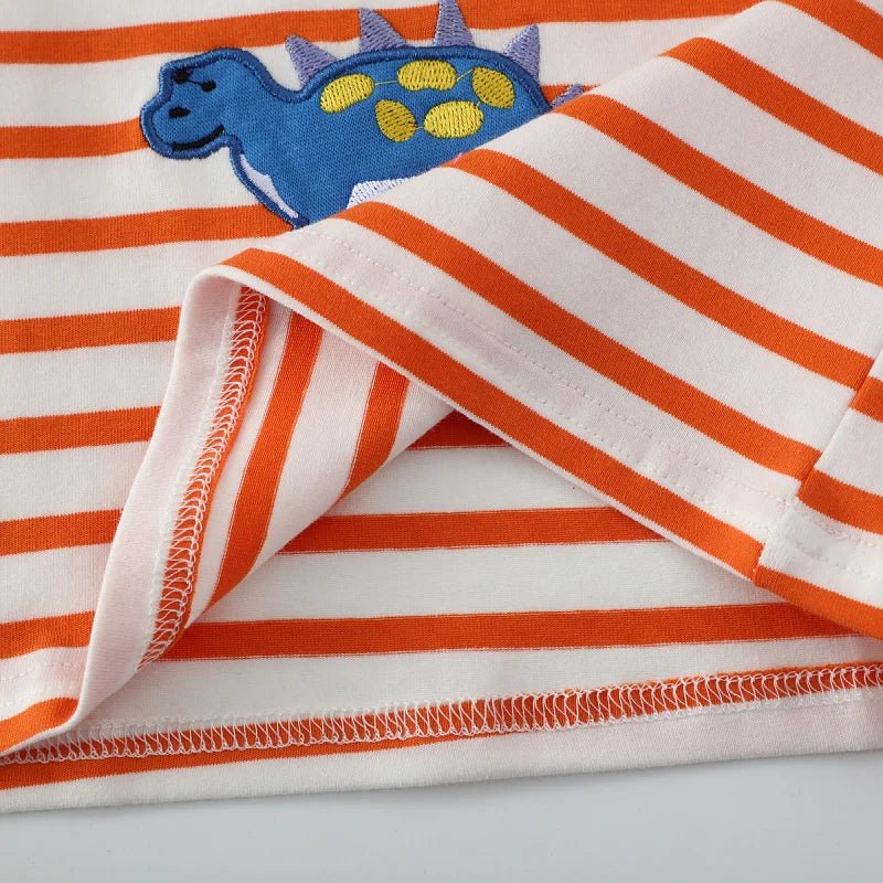 Striped Dinosaurs Embroidery Long Sleeve - itzy bitsy