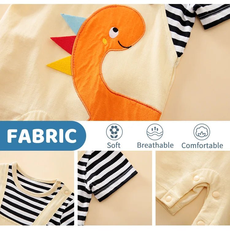 Summer Dinosaur Embroidery 3D Design Strap Splice Jumpsuit - itzy bitsy