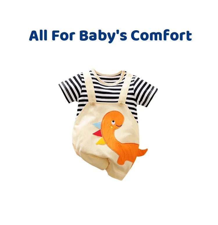 Summer Dinosaur Embroidery 3D Design Strap Splice Jumpsuit - itzy bitsy