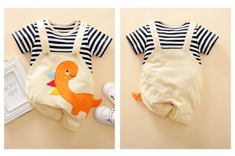 Summer Dinosaur Embroidery 3D Design Strap Splice Jumpsuit - itzy bitsy