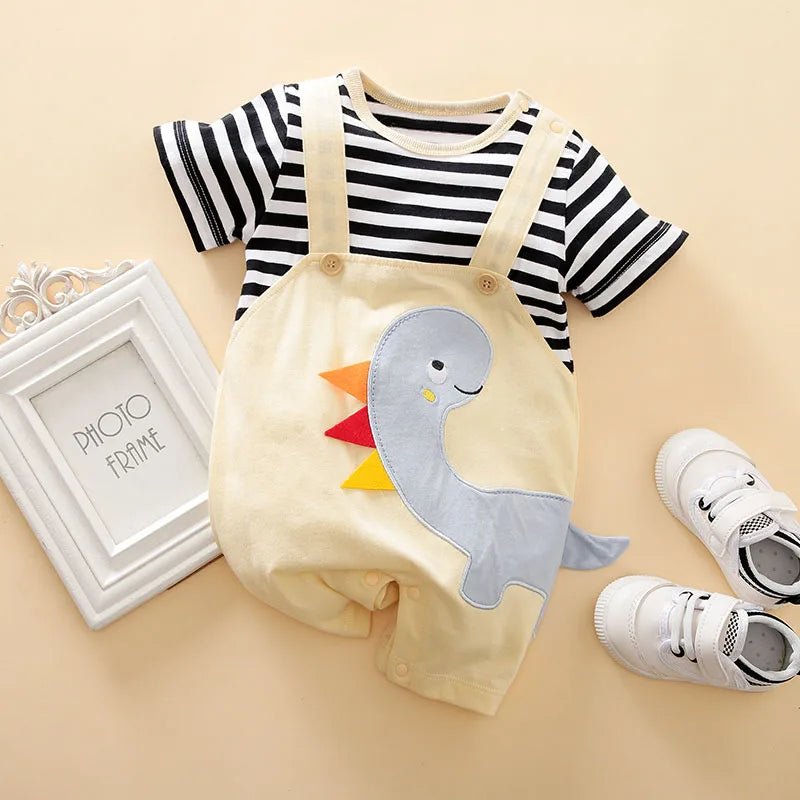 Summer Dinosaur Embroidery 3D Design Strap Splice Jumpsuit - itzy bitsy