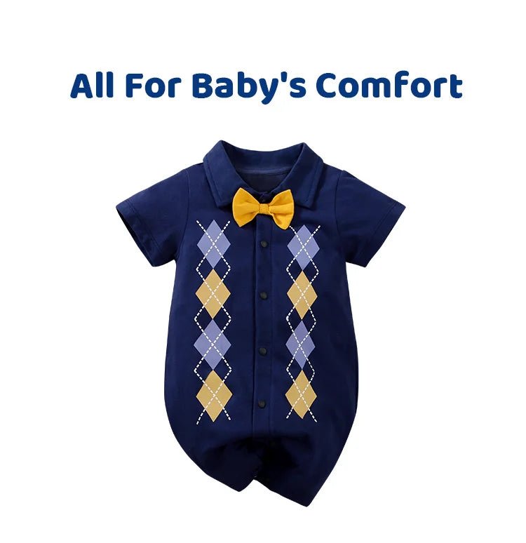 Summer Gentleman Style With Diamond Checker Print Jumpsuit - itzy bitsy