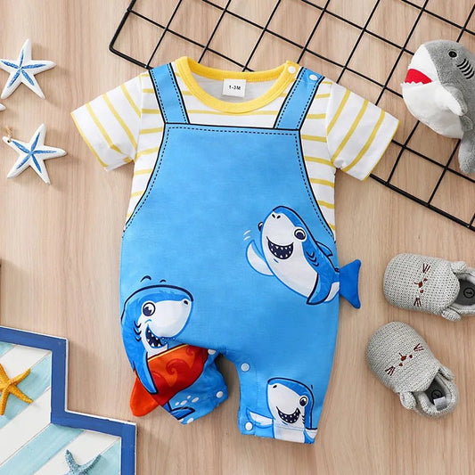 Summer Shark Print One - piece Romper - itzy bitsy