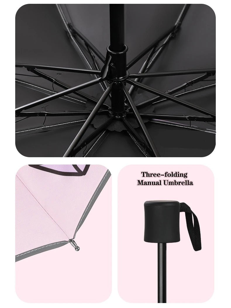 Three - folding Umbrella Automatic Pink Unicorn Umbrella - itzy bitsy