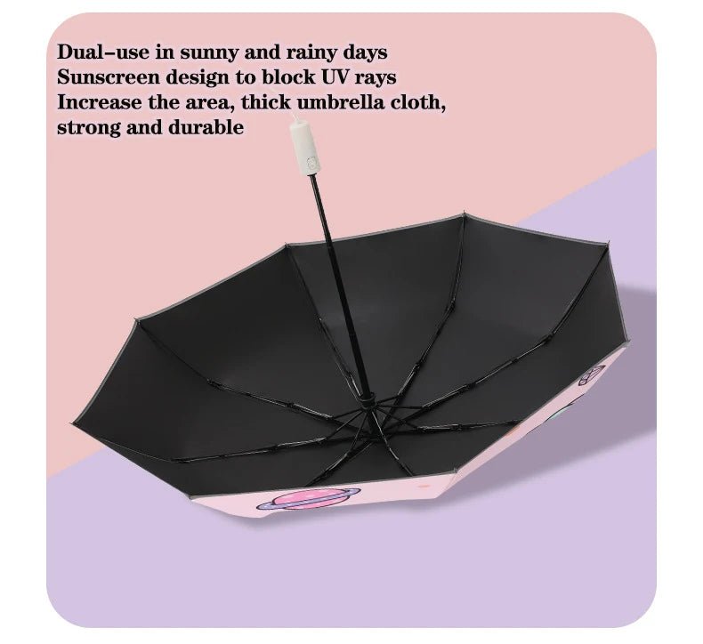 Three - folding Umbrella Automatic Pink Unicorn Umbrella - itzy bitsy