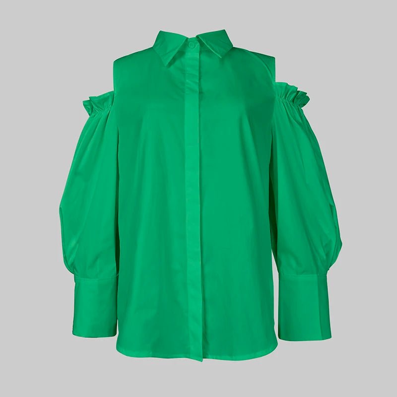 Tuxedo Cold Shoulder Chic Vintage Shirt - itzy bitsy