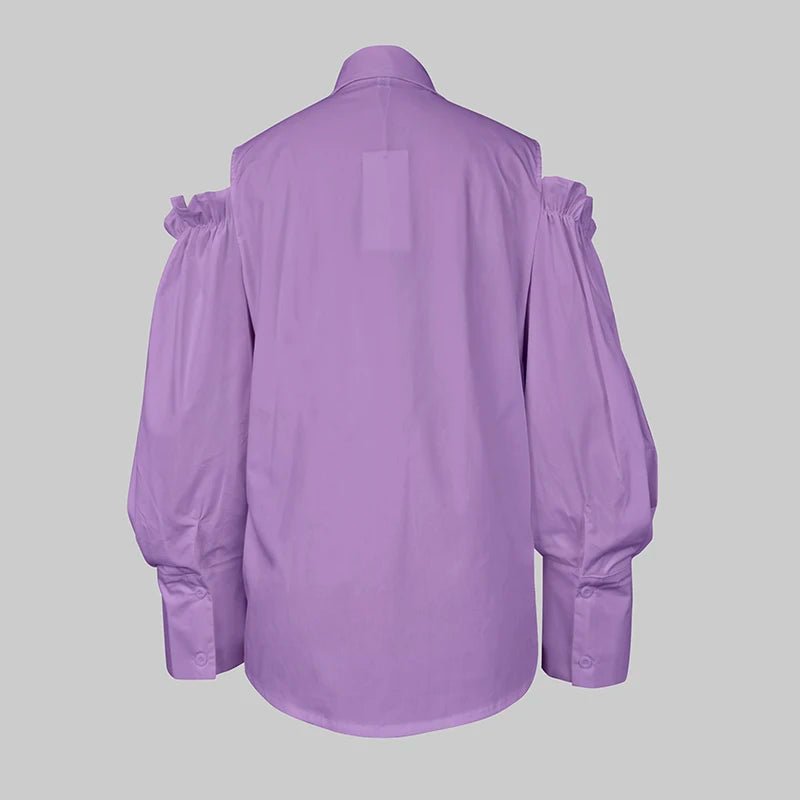 Tuxedo Cold Shoulder Chic Vintage Shirt - itzy bitsy