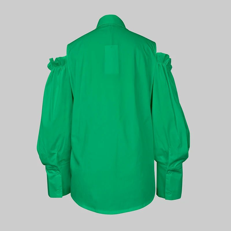 Tuxedo Cold Shoulder Chic Vintage Shirt - itzy bitsy