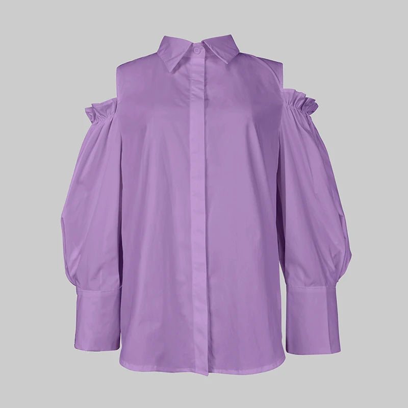 Tuxedo Cold Shoulder Chic Vintage Shirt - itzy bitsy