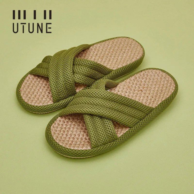 UTUNE Mute Linen Slippers - Japanese Mesh Style - itzy bitsy