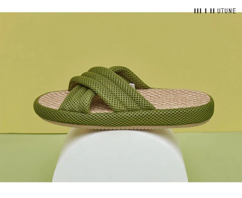 UTUNE Mute Linen Slippers - Japanese Mesh Style - itzy bitsy