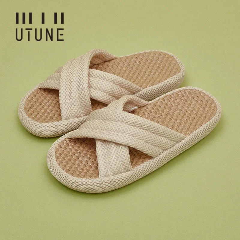 UTUNE Mute Linen Slippers - Japanese Mesh Style - itzy bitsy