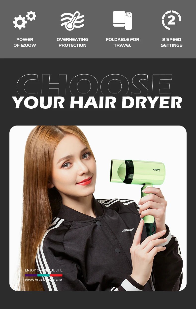 VGR 1200w Compact Foldable Hair Dryer - itzy bitsy
