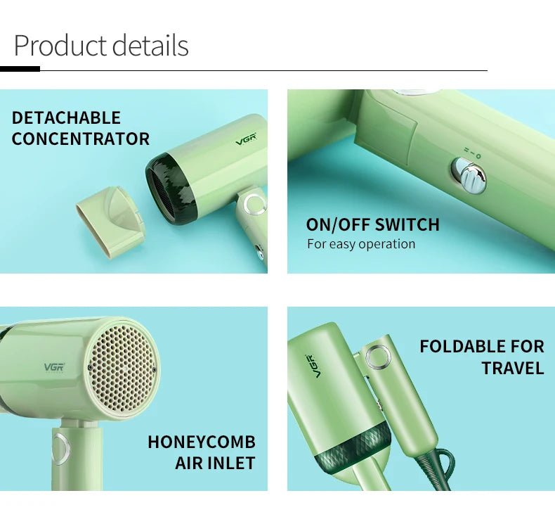 VGR 1200w Compact Foldable Hair Dryer - itzy bitsy