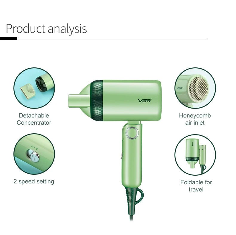 VGR 1200w Compact Foldable Hair Dryer - itzy bitsy