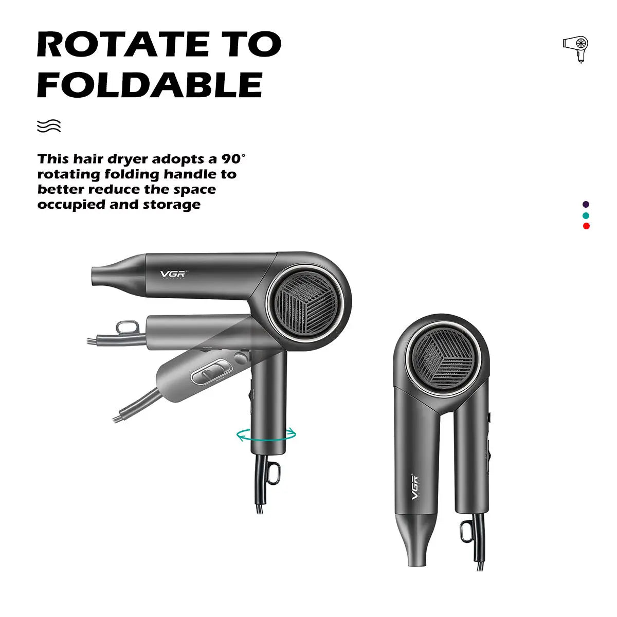 VGR Foldable Professional Hair Dryer - itzy bitsy