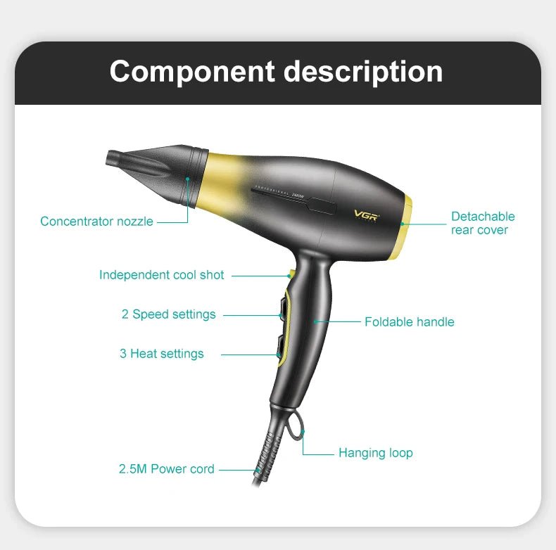 VGR V - 461 Professional Gear Hair Dryer - itzy bitsy
