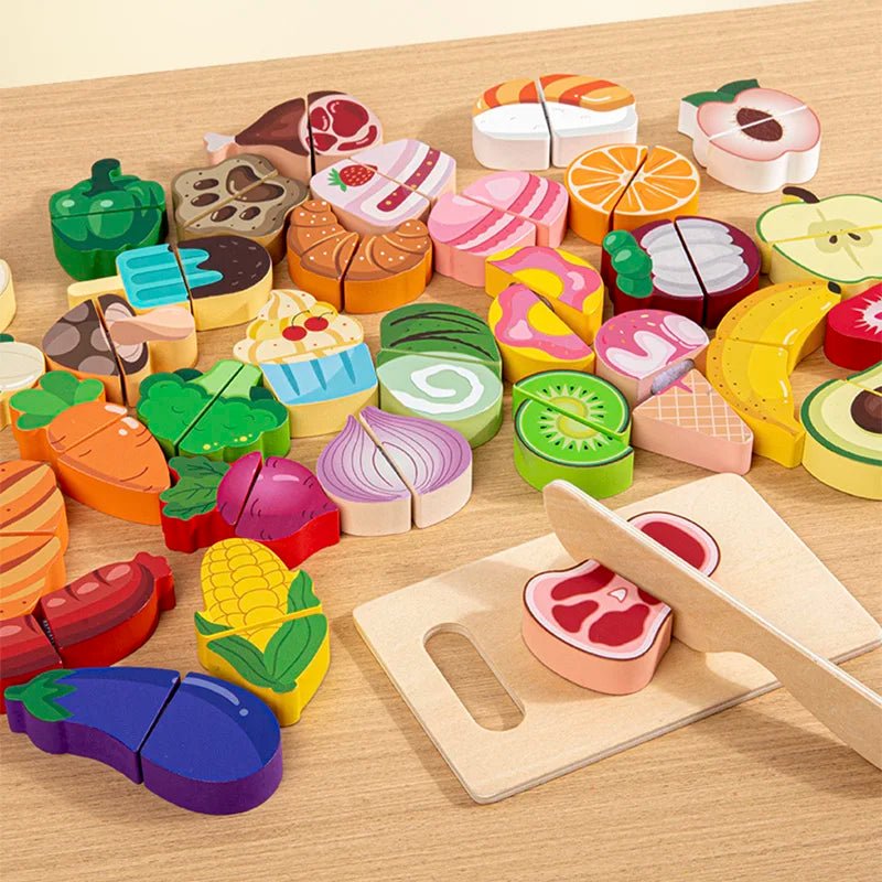 Wooden Dessert/Fruit/Vegetable Food Cutting Set - itzy bitsy