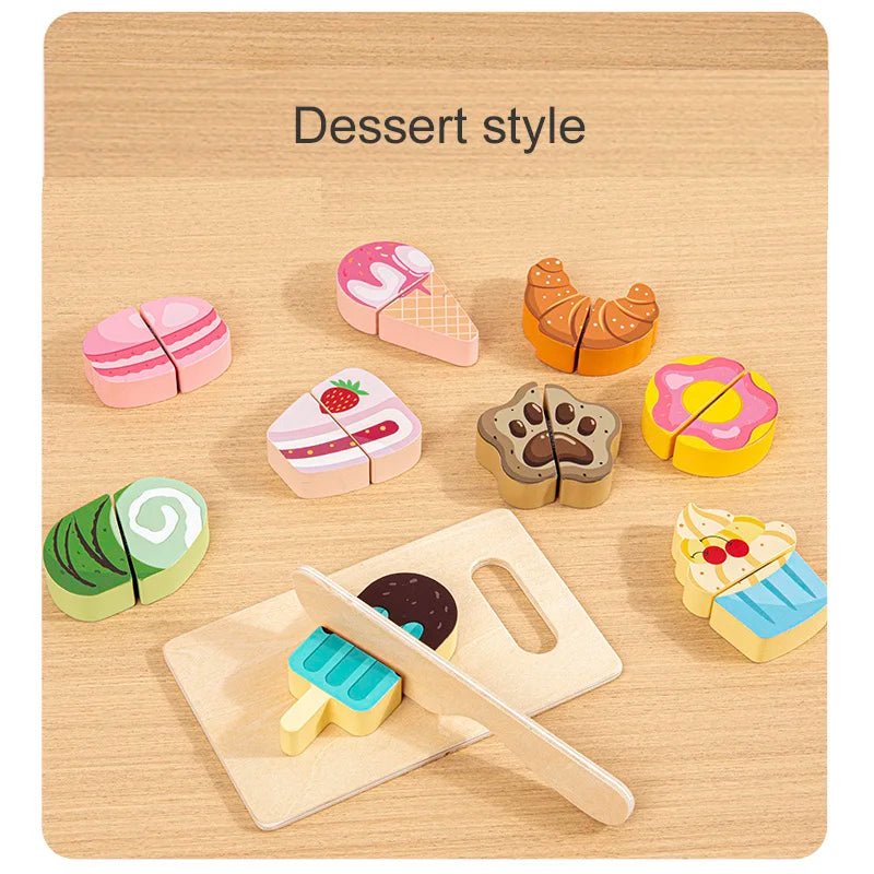 Wooden Dessert/Fruit/Vegetable Food Cutting Set - itzy bitsy