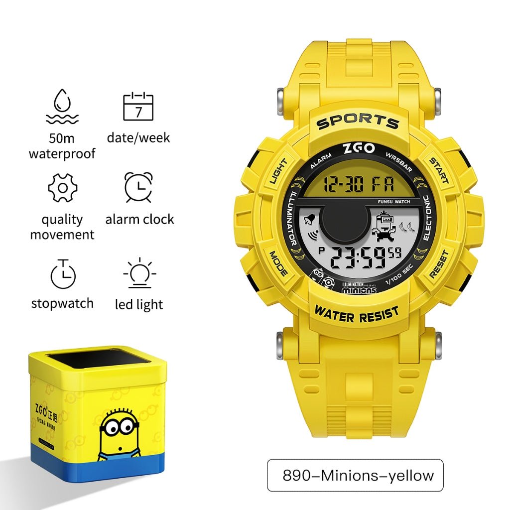 ZGO Co Branded Minions Sports Multi Functional Electronic Watch - itzy bitsy