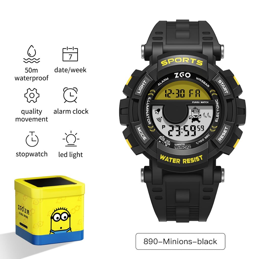 ZGO Co Branded Minions Sports Multi Functional Electronic Watch - itzy bitsy
